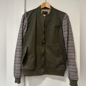 Urban Outfitters Olive Jacket with Patterned Sleeves